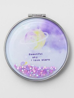 Зеркало-шейкер раскладное "Planet stars", purple (7*7 см)