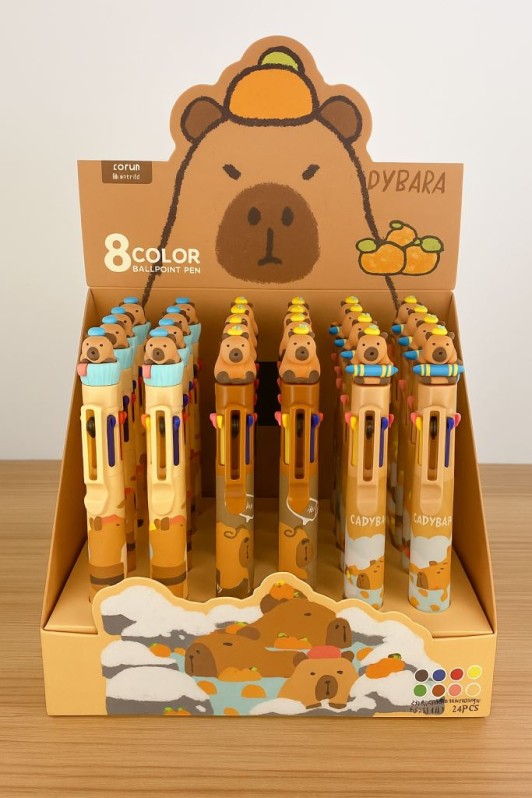 Разноцветная ручка 8 в 1 &quot;Capybara with duck&quot; mix, шоу-бокс 24 шт. 