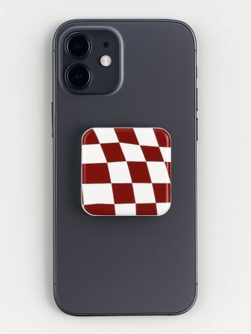 Попсокет-зеркало iLikeGift «Checkered», bordeaux 