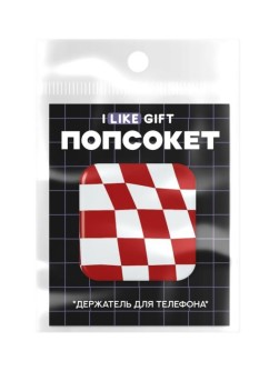 Попсокет-зеркало iLikeGift "Клетчатый", бордо