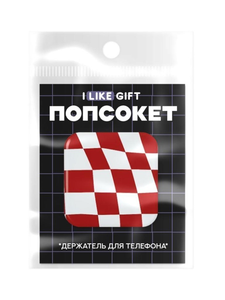 Попсокет-зеркало iLikeGift "Клетчатый", бордо