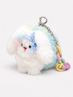 Плюшевое раскладное зеркало с брелоком "Bow rabbit", голубой (7.5*7.5 см)