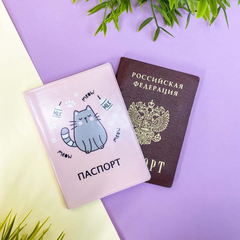 Обложка для паспорта "Кошка мяучит", плотность 600 мкм