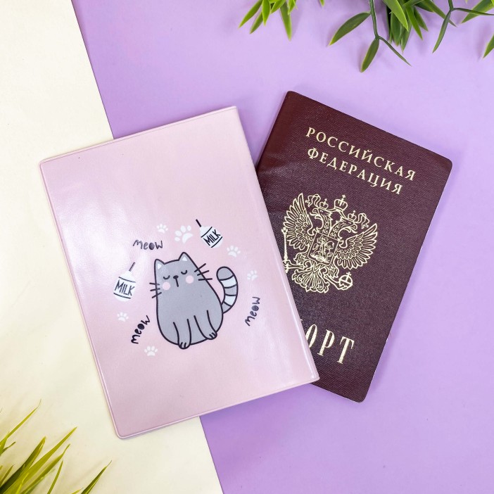 ОБЛОЖКА ДЛЯ ПАСПОРТА &quot;Meow cat&quot;, плотность 600 мкм 
