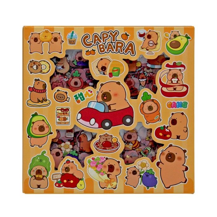 Набор наклеек из ПВХ "Капибара" 96л, (размер коробки 16,7*16,7*1,8см) 