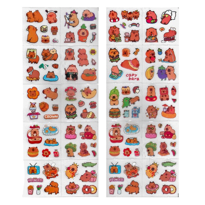 Набор наклеек из ПВХ "Капибара" 96л, (размер коробки 16,7*16,7*1,8см) 