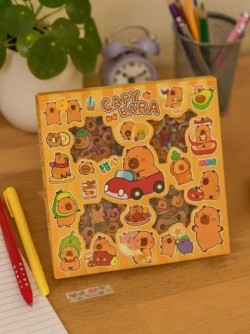 Набор наклеек из ПВХ "Капибара" 96л, (размер коробки 16,7*16,7*1,8см)