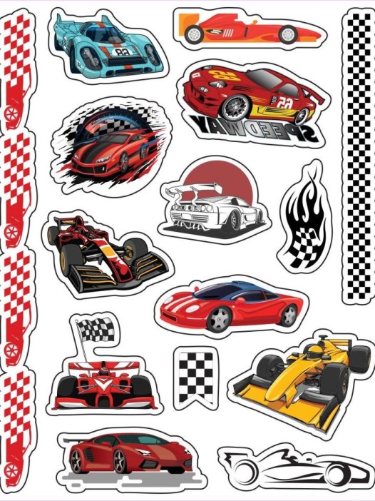 Наклейки - татуировки "Гоночные машинки", 3 листа 