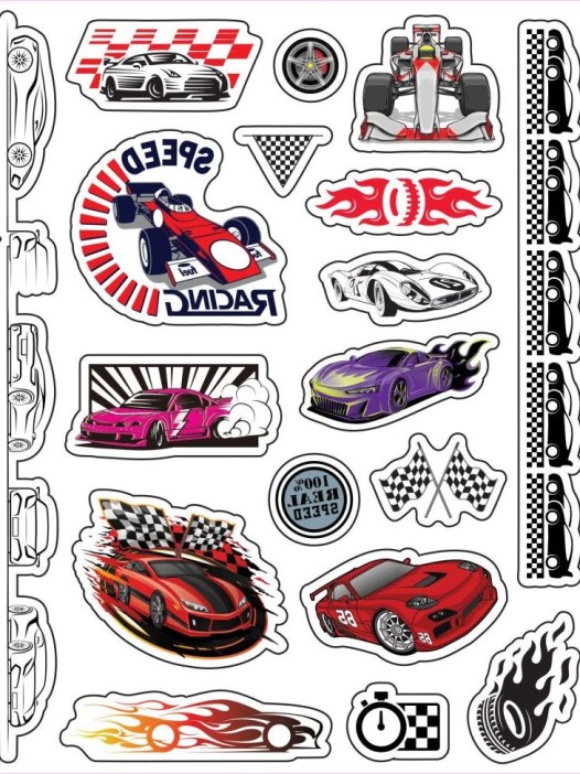 Наклейки - татуировки "Гоночные машинки", 3 листа 
