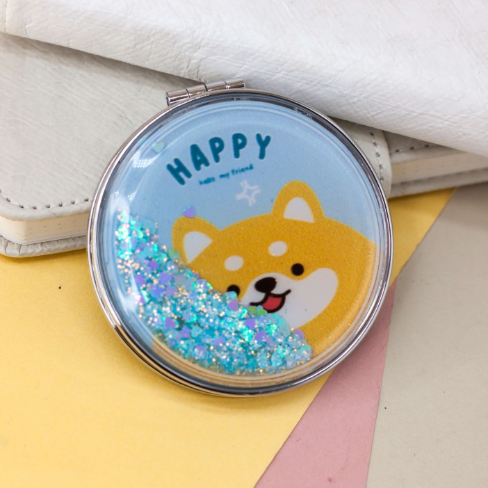 Зеркало-шейкер раскладное "Friend corgi", blue (7*7 см) 