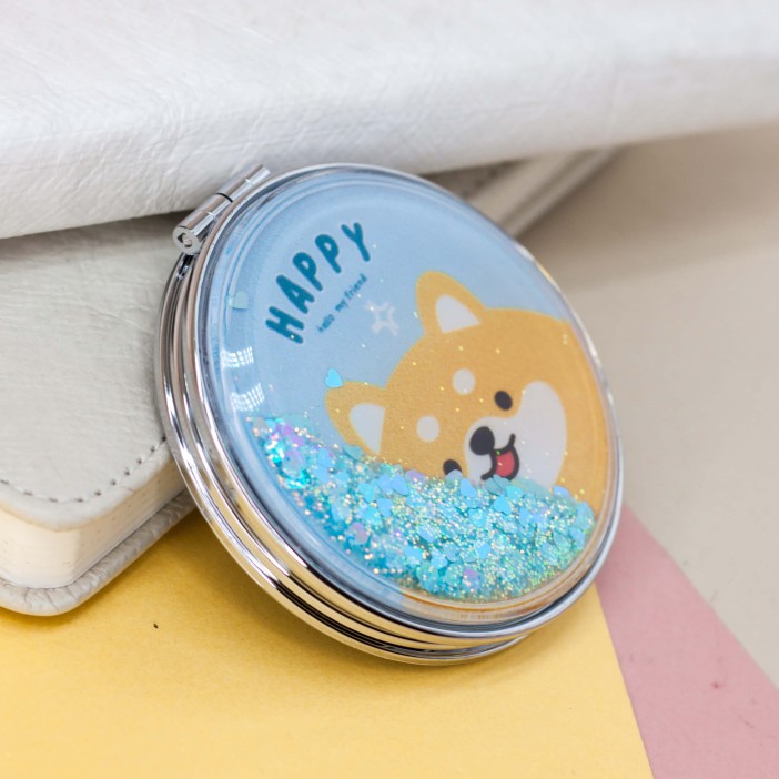Зеркало-шейкер раскладное "Friend corgi", blue (7*7 см) 
