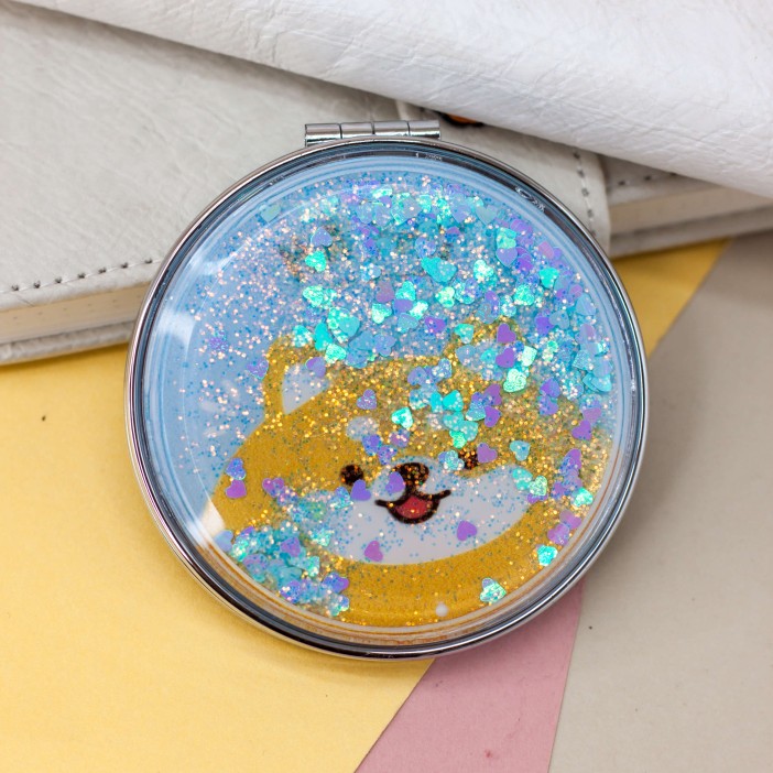 Зеркало-шейкер раскладное "Friend corgi", blue (7*7 см) 