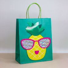 Пакет подарочный (M) "Big pineapple", green (26*32*12)