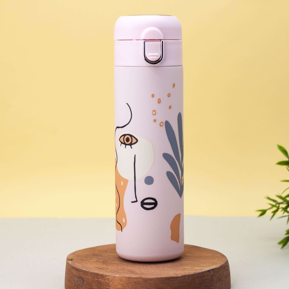 Термос "Leaves", pink  (450 ml)