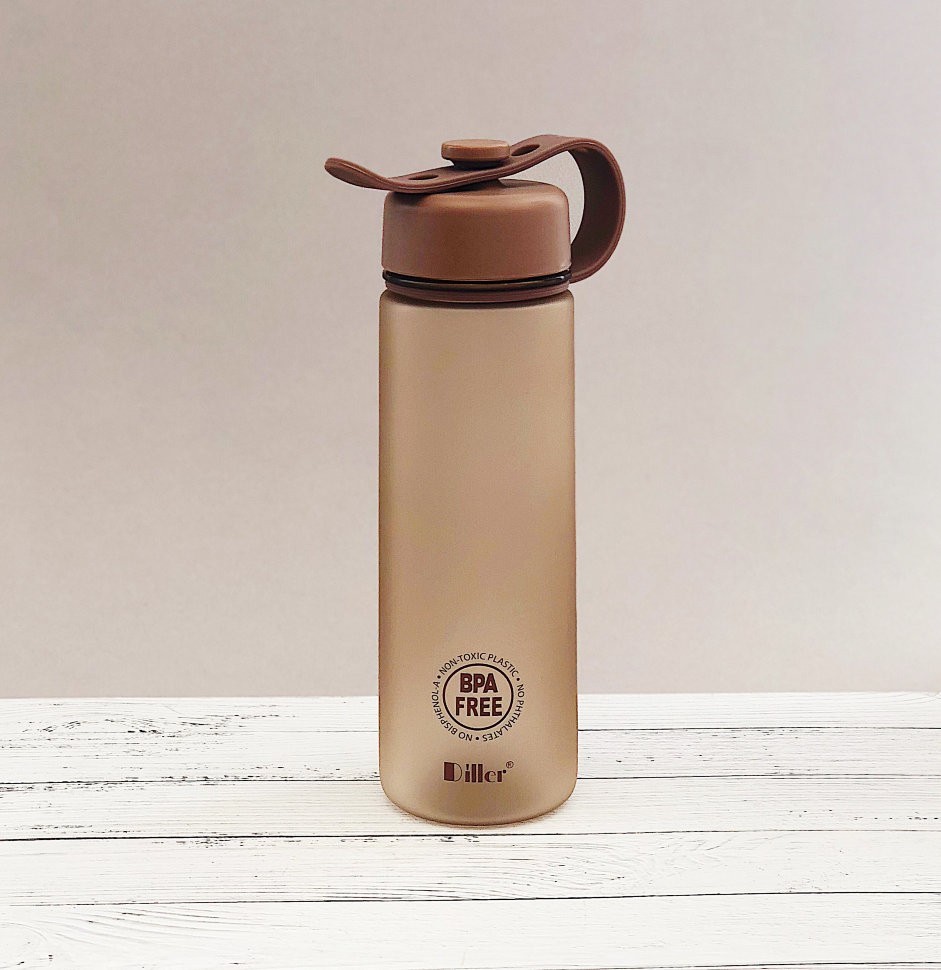 D06 Бутылка спортивная матовая, brown (600ml)