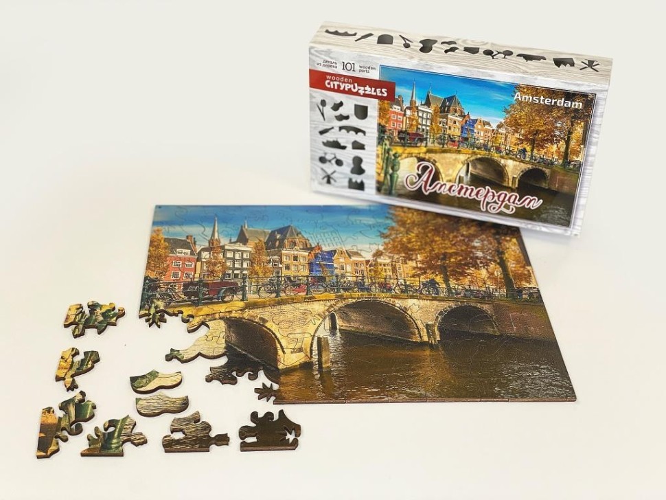 Фигурный пазл деревянный "Citypuzzles Амстердам" (101 элемент)