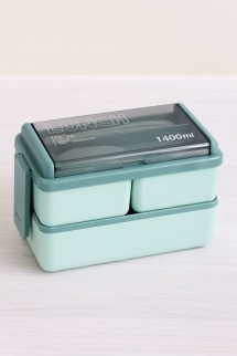 Ланчбокс "Big life", green (ложка+вилка), 1400 мл