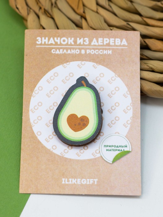 Значок ECO из дерева AVOCADO 