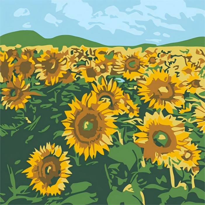 Картина по номерам на подрамнике Draw Me! «Bright sunflowers», (20*20 см) 