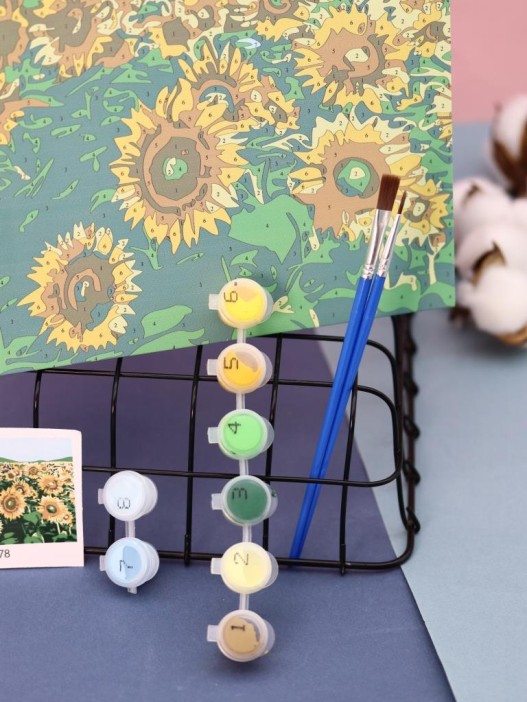 Картина по номерам на подрамнике Draw Me! «Bright sunflowers», (20*20 см) 