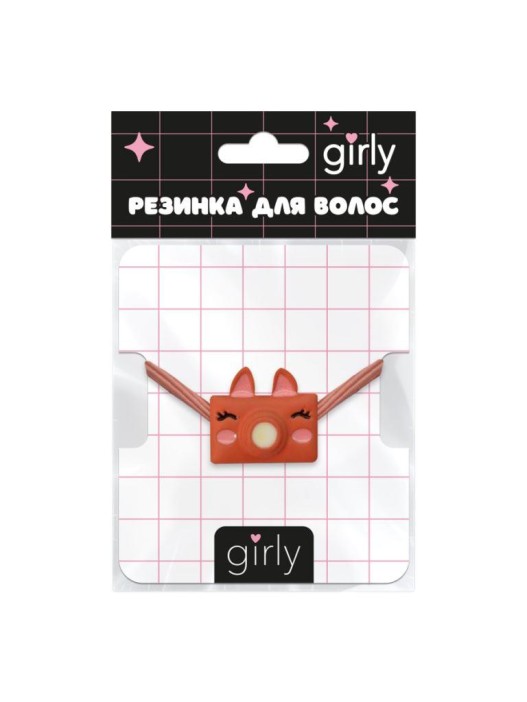 Резинка для волос GIRLY "Камера-лисичка", оранжевая