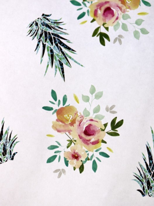 Упаковочная бумага «Flora pineapples», yellow (50*70 см) 