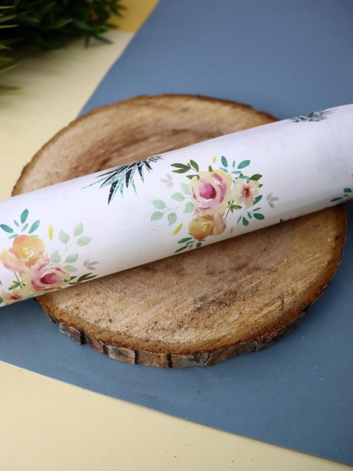 Упаковочная бумага "Флора ананасы", желтая (50*70 см)