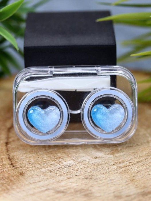 Контейнер для линз «Circle hearts», blue 