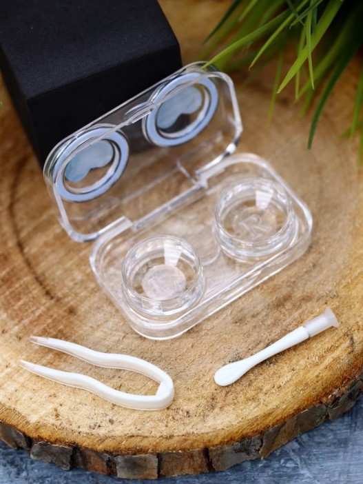 Контейнер для линз «Circle hearts», blue 