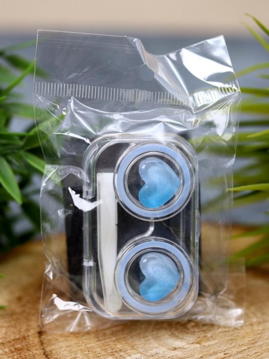 Контейнер для линз «Circle hearts», blue 