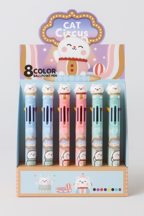 Разноцветная ручка 8 в 1 &quot;Strict cat&quot;, pink 