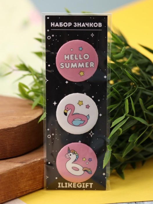 Набор значков 3 шт. iLikeGift "Hello Summer" 