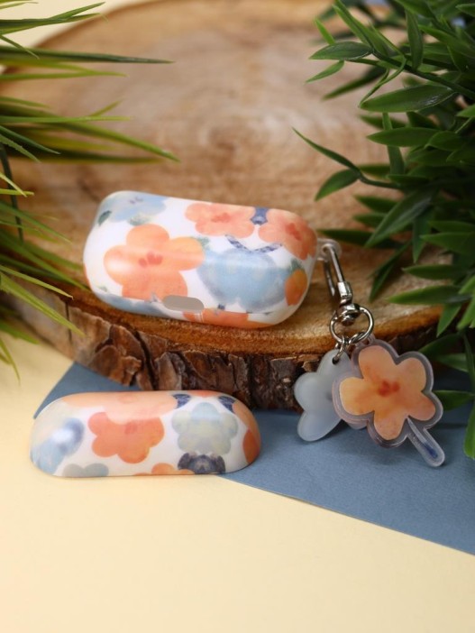 Чехол для AirPods Pro &quot;Flower mix&quot;, orange-blue 