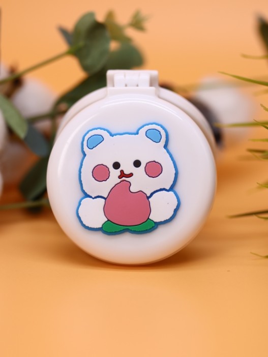 Расческа раскладная с зеркалом "Peach bear folding", white 