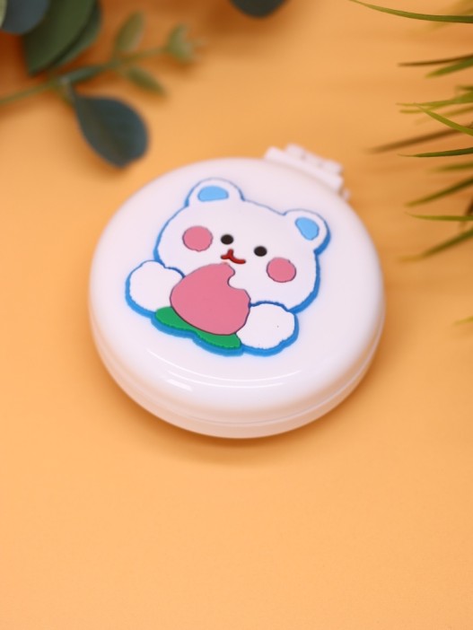 Расческа раскладная с зеркалом "Peach bear folding", white 