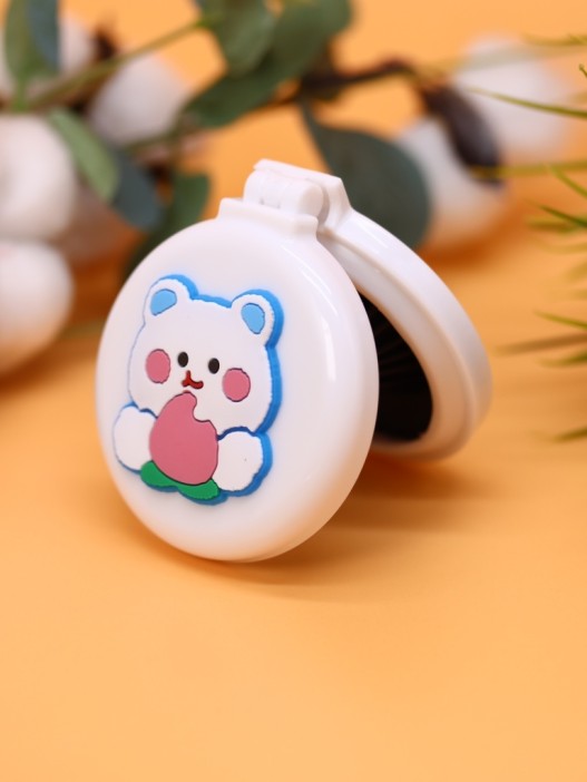 Расческа раскладная с зеркалом "Peach bear folding", white 