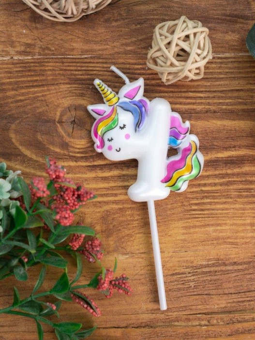 Свеча для торта &quot;Unicorn&quot; цифра 4, (6 см) 