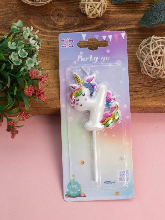Свеча для торта &quot;Unicorn&quot; цифра 4, (6 см) 