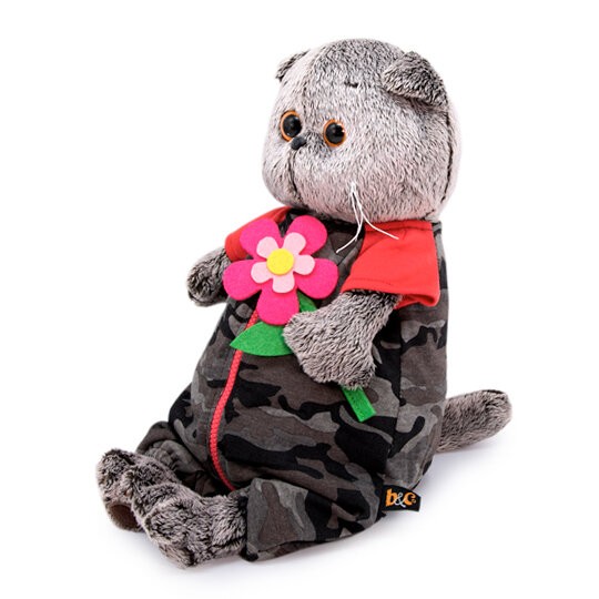 Мягкая игрушка "Басик в камуфляжном комбинезоне" (22 см) 