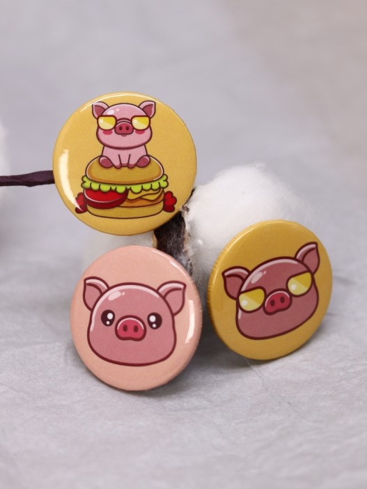 Набор значков 3 шт. iLikeGift «Cool pig with glasses» 