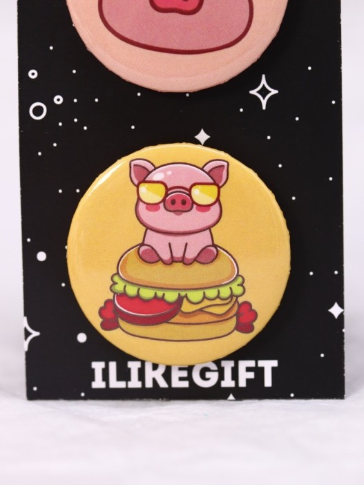 Набор значков 3 шт. iLikeGift «Cool pig with glasses» 