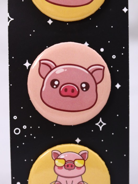 Набор значков 3 шт. iLikeGift «Cool pig with glasses» 