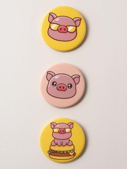 Набор значков 3 шт. iLikeGift «Cool pig with glasses»