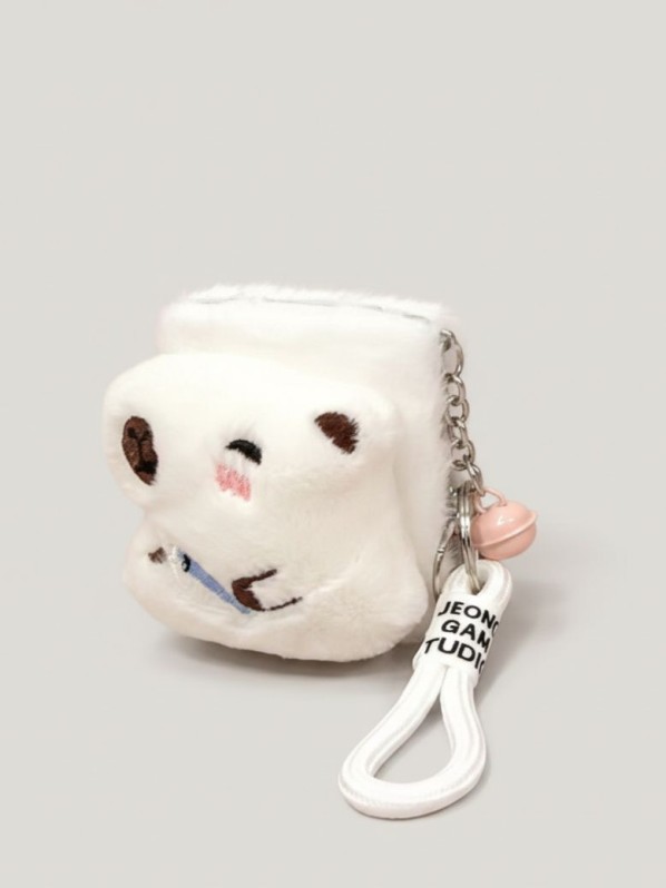 Плюшевое раскладное зеркало с брелоком "Fluffybara", белое  (8.7*6.5 см) 