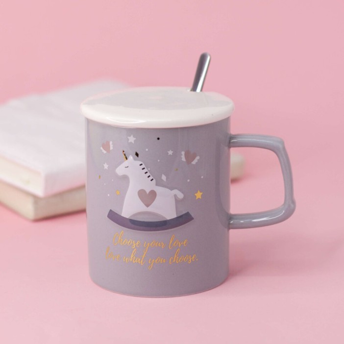 Кружка "Unicorn on the rainbow", gray (400ml) 