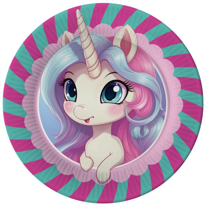 Набор бумажных тарелок 6 шт. &quot;Единорожка&quot; (d=180 мм) 