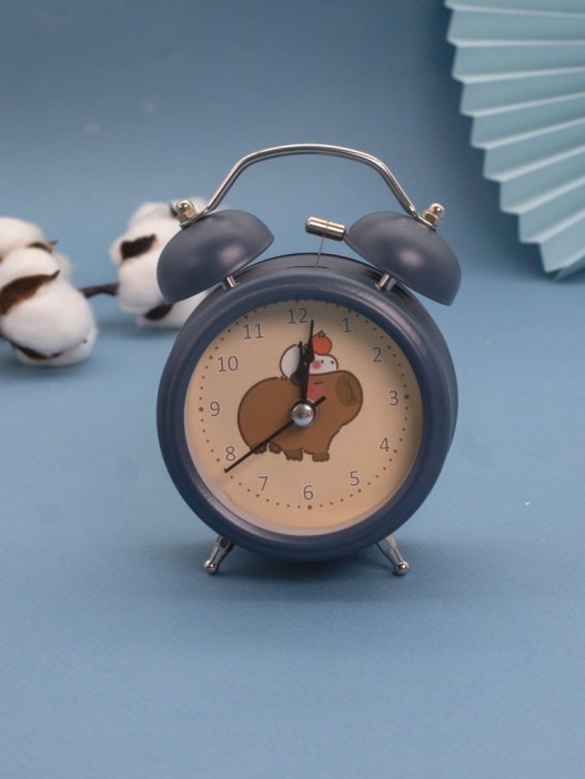 Часы-будильник «Capybara and rabbit», dark blue (12,5х9 см) 