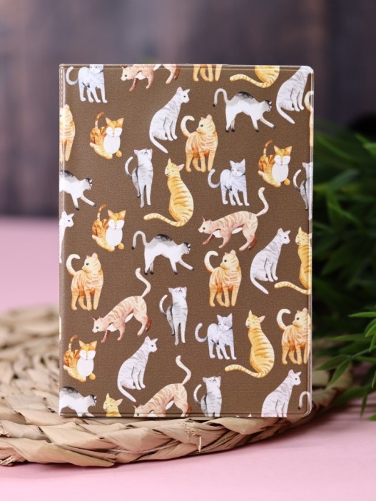 ОБЛОЖКА ДЛЯ ПАСПОРТА &quot;Cat Pattern&quot;, плотность 600 мкм 