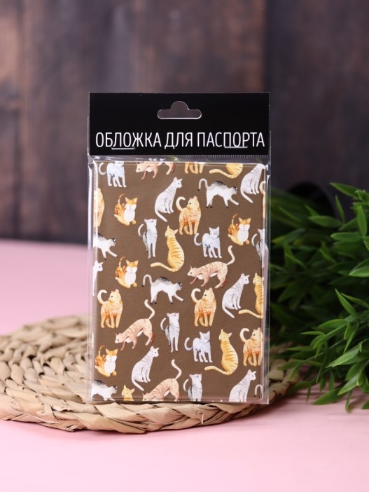 ОБЛОЖКА ДЛЯ ПАСПОРТА &quot;Cat Pattern&quot;, плотность 600 мкм 