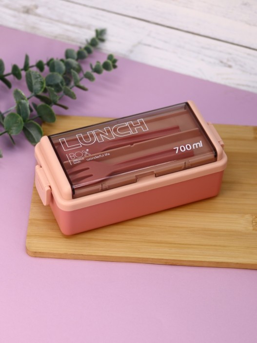 Ланчбокс &quot;Life every day&quot;, pink (ложка+вилка), 700 мл 
